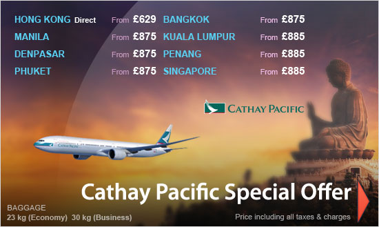Cathay Pacific Super Saver Deals To Far East!