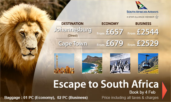 Explore South Africa’s Wild Side – Special Offers By South African Airways!