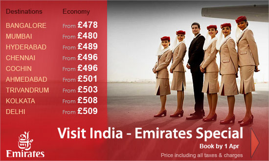 Emirates’ Special Fares To India!!!