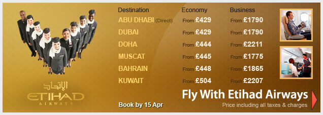 Etihad Airways’ Special Fares To Middle East!!!