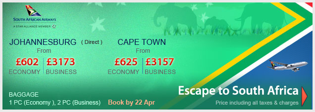 South African Airways’ Special Fares To South Africa!!! 